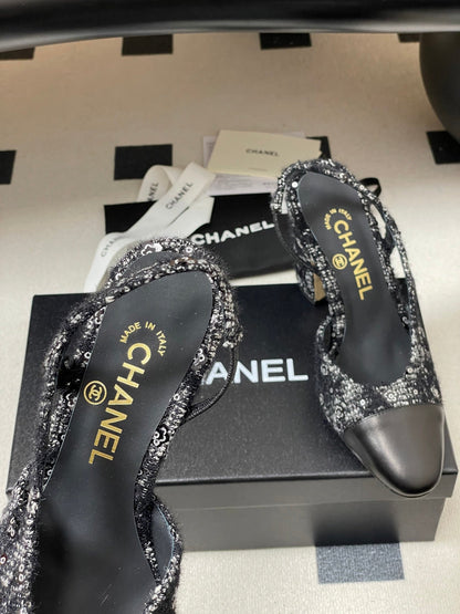 CC 26s Slingback 95 Black Tweed Sheepskin 649418