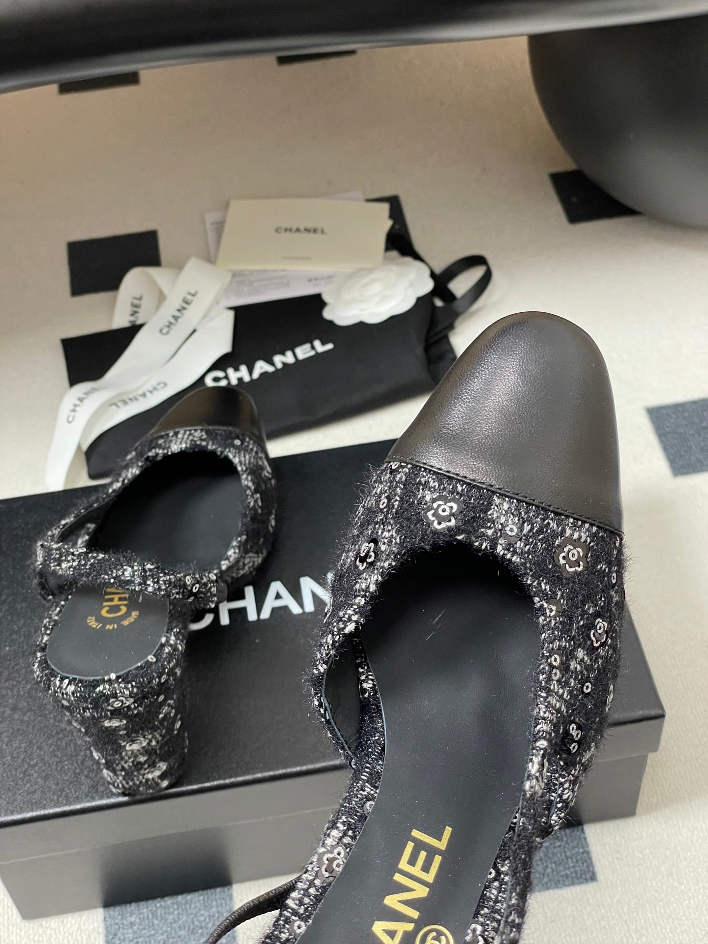 CC 26s Slingback 95 Black Tweed Sheepskin 649418