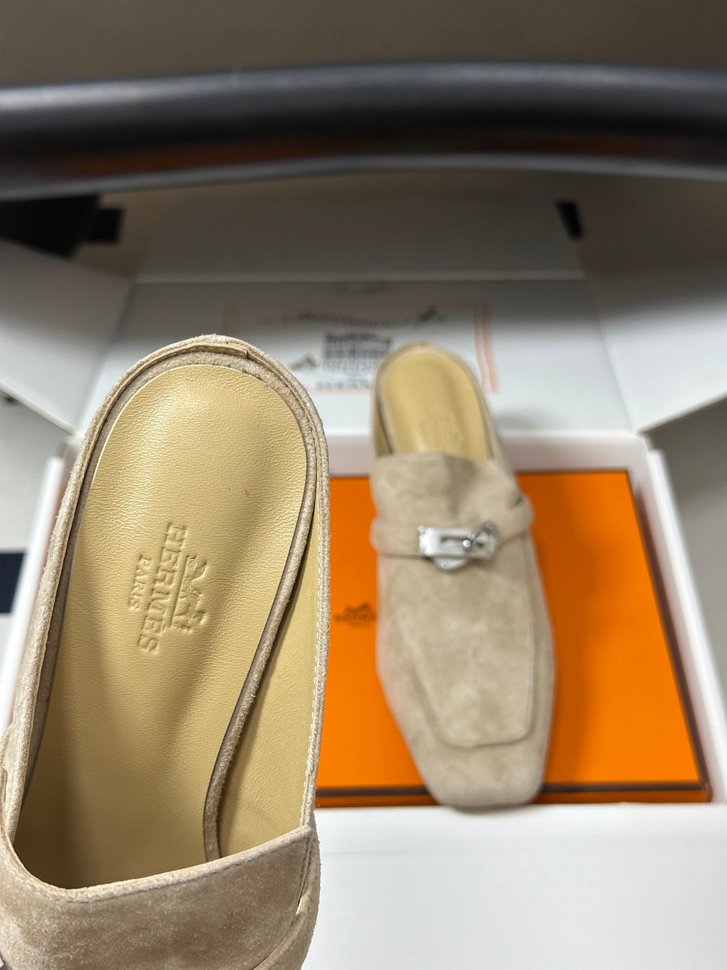 HM Blossom Mule 65mm Khaki Suede 902904