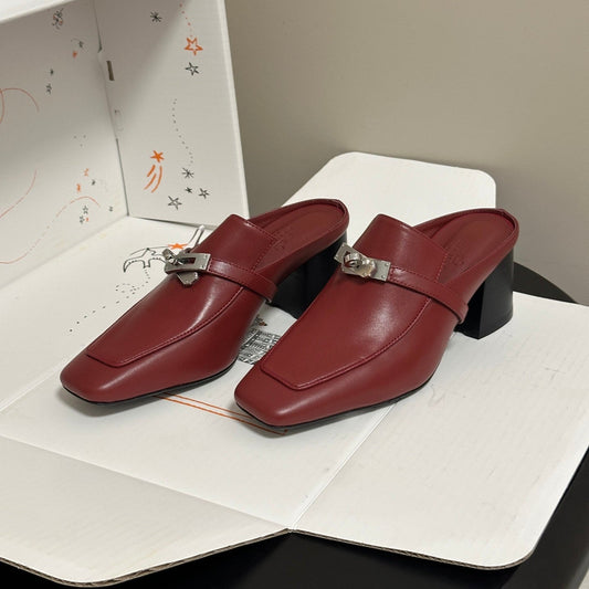 HM Blossom Mule 65mm Burgundy Sheepskin 902907