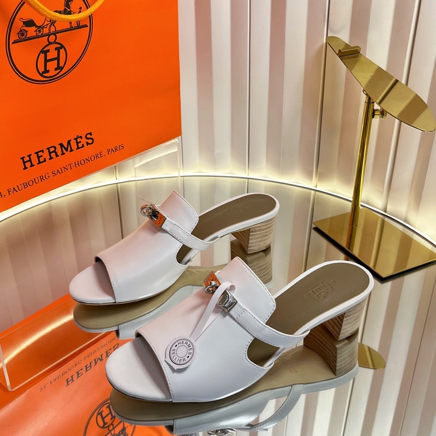 HM Candy Sandal 5cm White Calfskin 616224