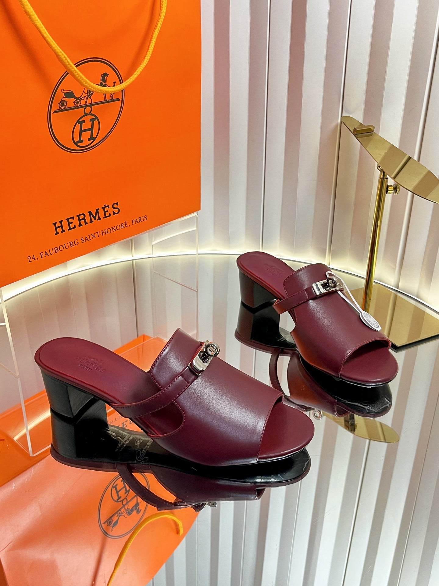 HM Candy Sandal 5cm Burgundy Calfskin 616225