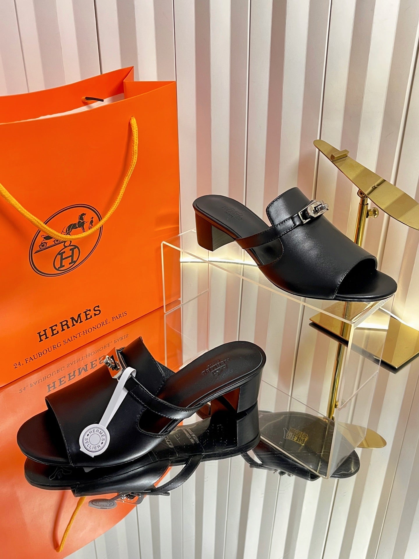 HM Candy Sandal 5cm Black Calfskin 616226