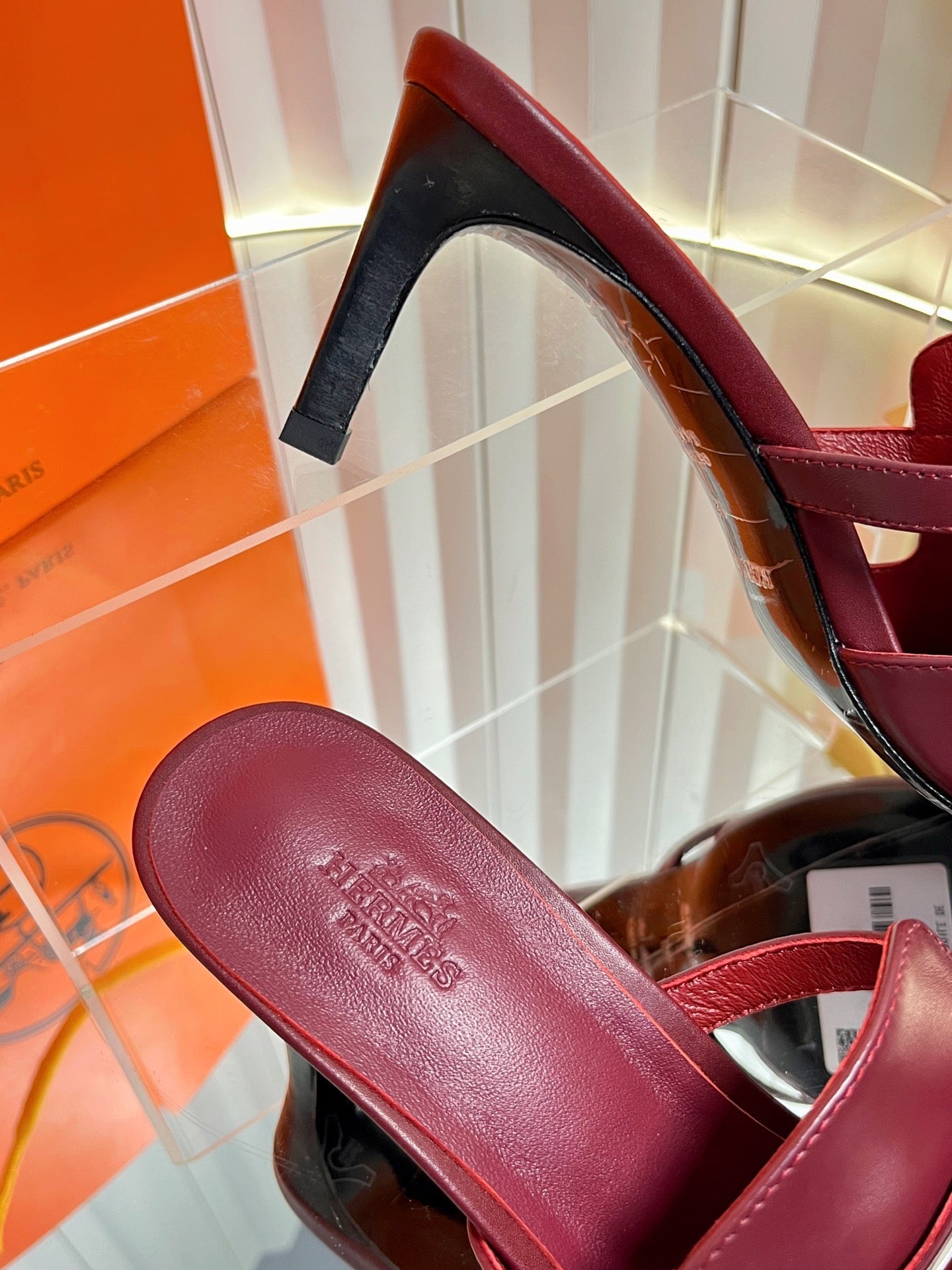 HM Cute Sandal 7cm Burgundy Calfskin 616211