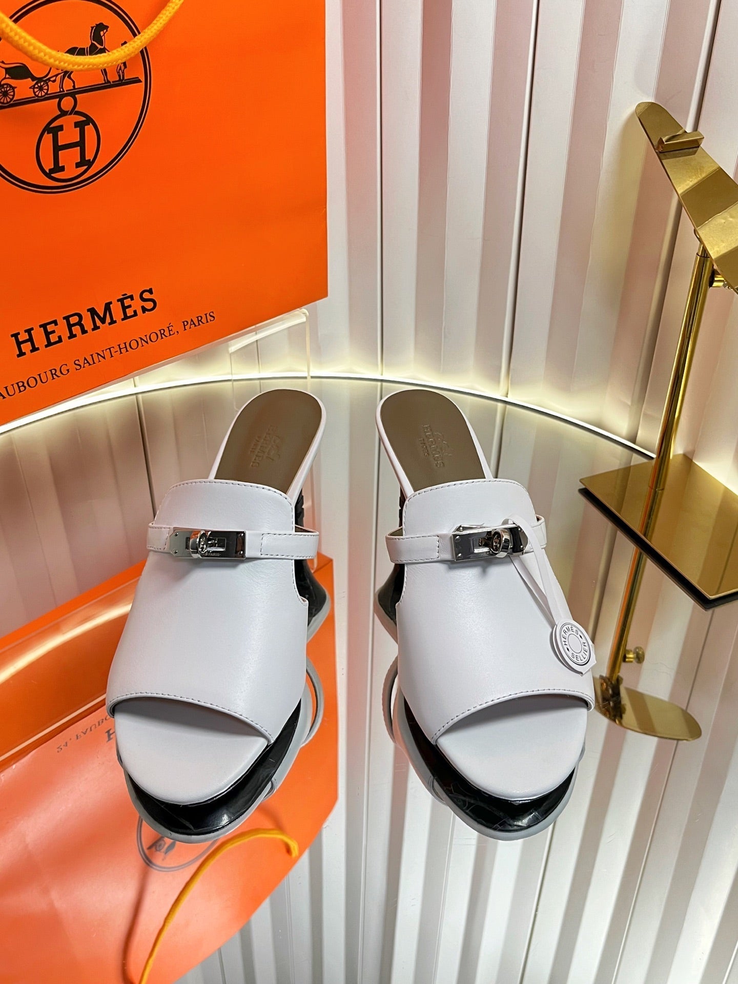 HM Cute Sandal 7cm White Calfskin 616212