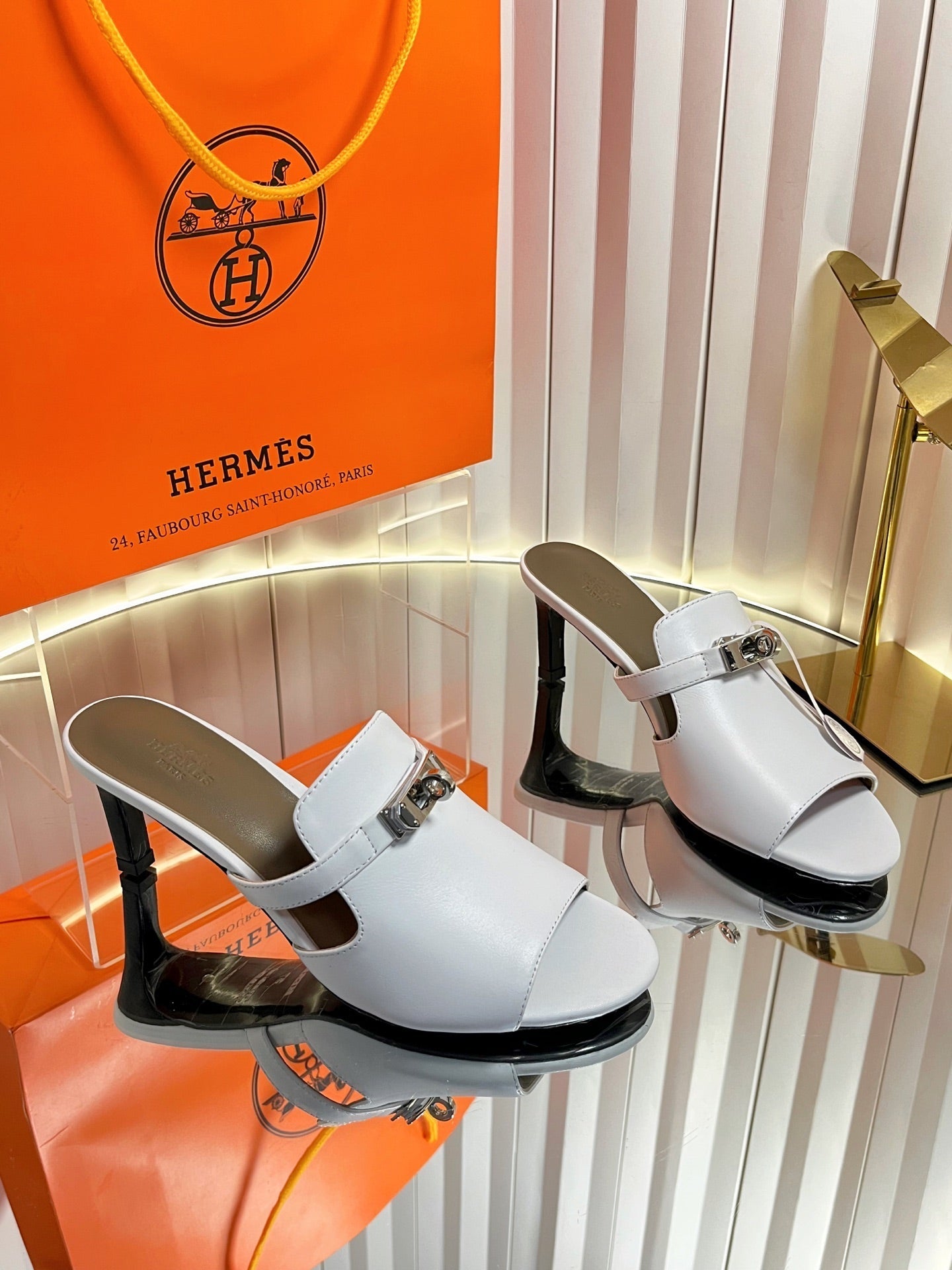 HM Cute Sandal 7cm White Calfskin 616212