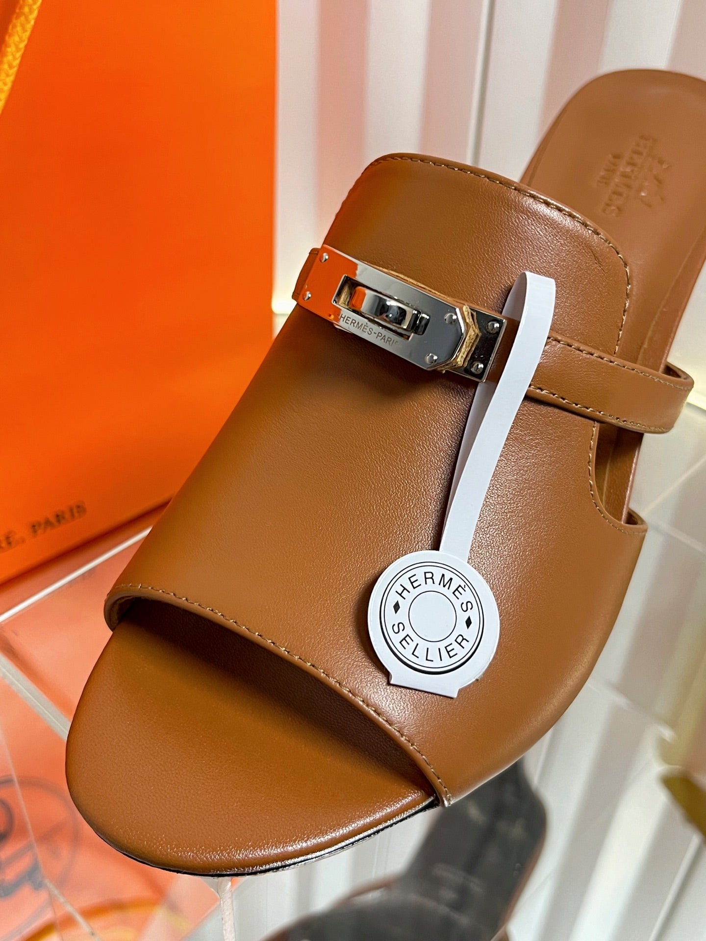 HM Cute Sandal 7cm Brown Calfskin 616213