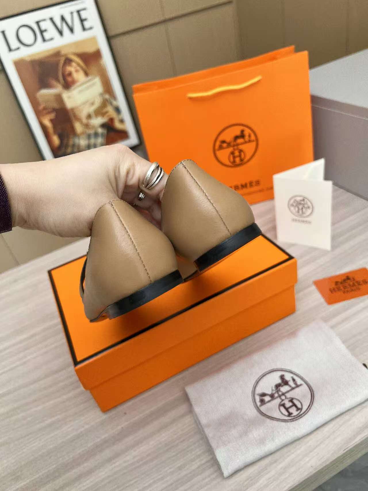 Kiara Slingback Flat Brown Calfskin 214055