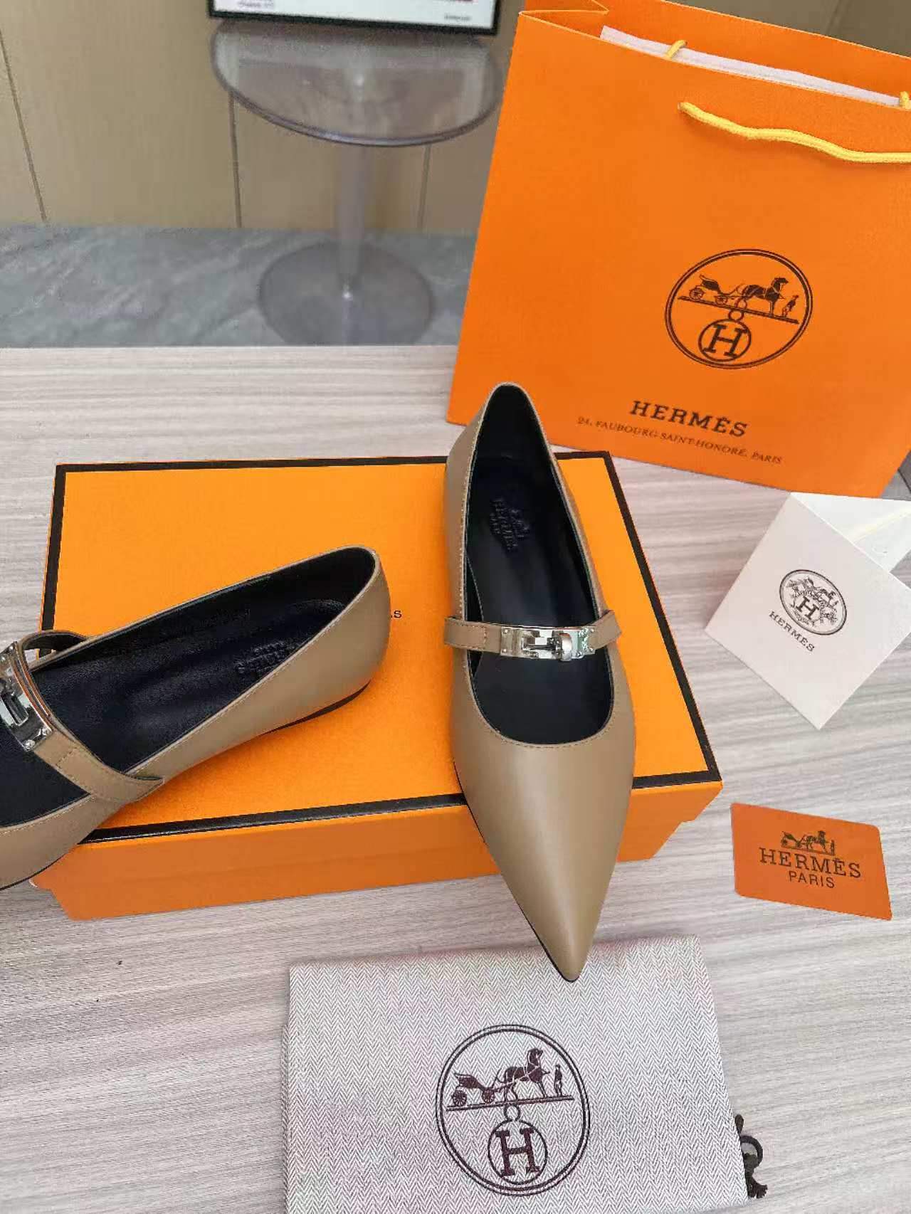 Kiara Slingback Flat Brown Calfskin 214055