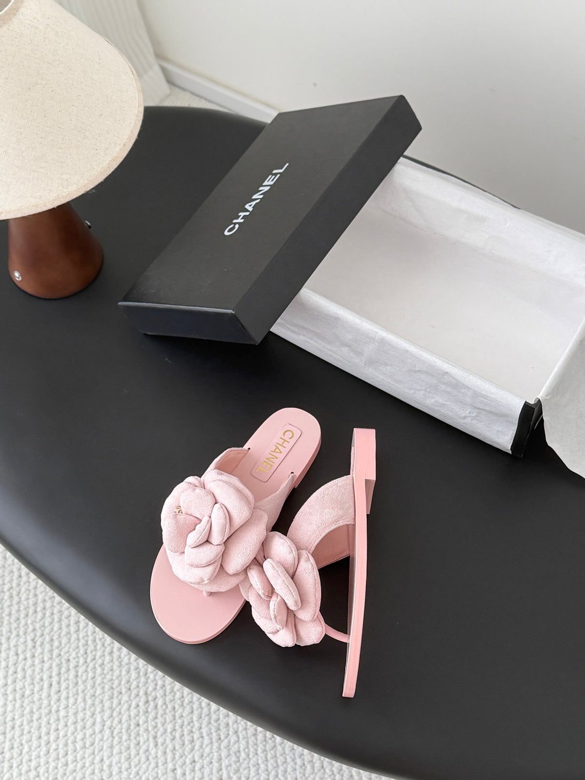CC 26K Camellia Slippers Light Pink Suede 914836