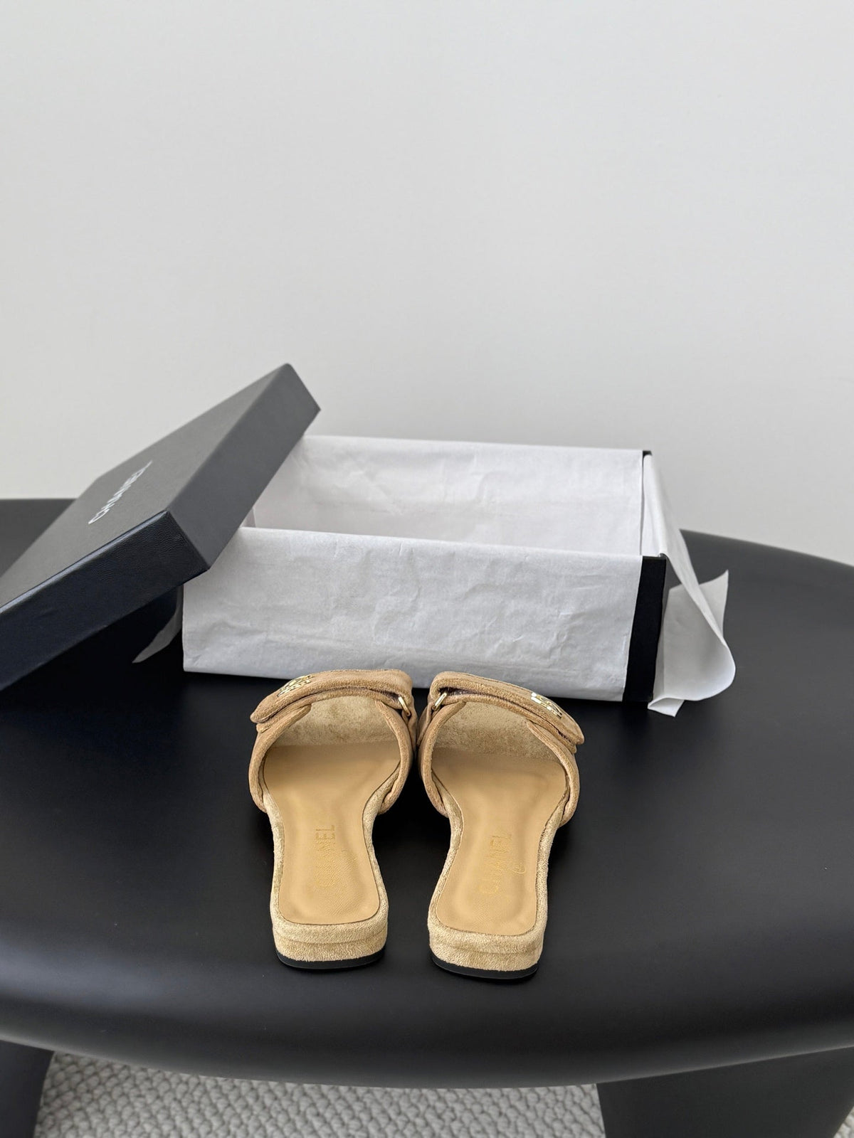 CC 26s Buckle Slippers Brown Suede 829743
