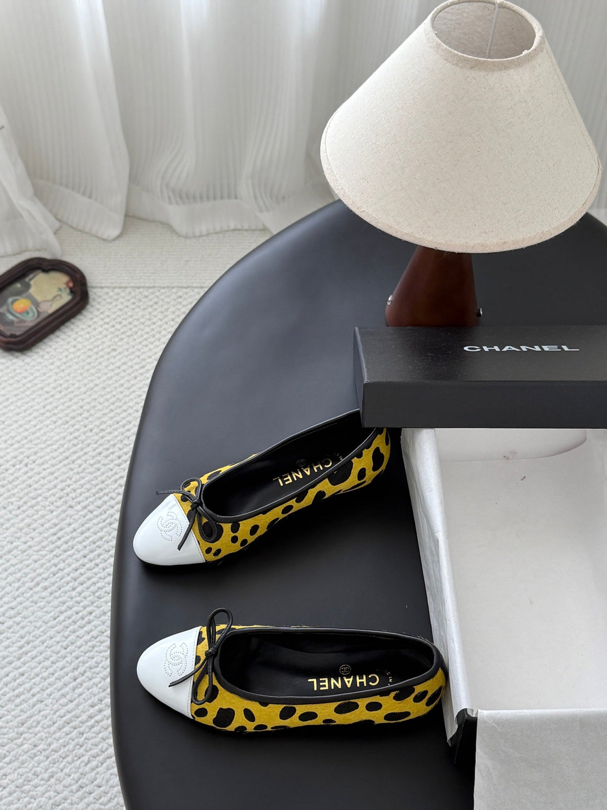 CC 26s Ballerina Flats Black Yellow Pony Hair Calfskin 914549