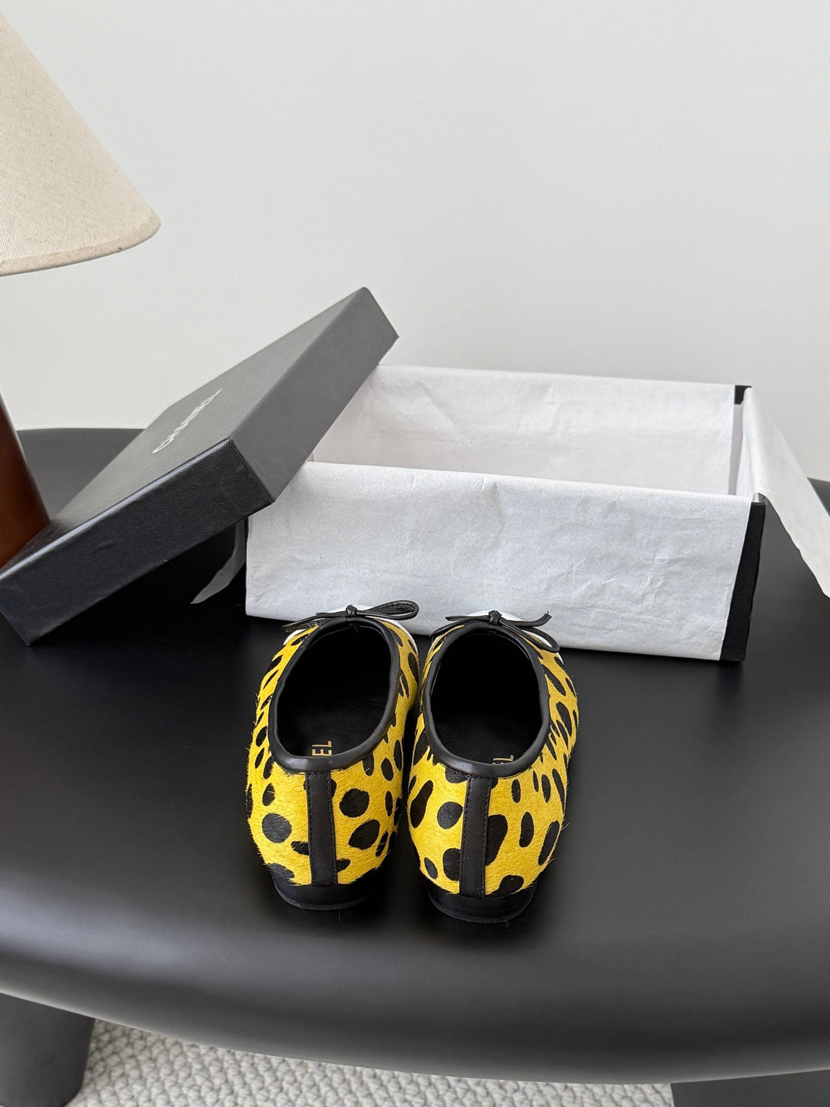 CC 26s Ballerina Flats Black Yellow Pony Hair Calfskin 914549