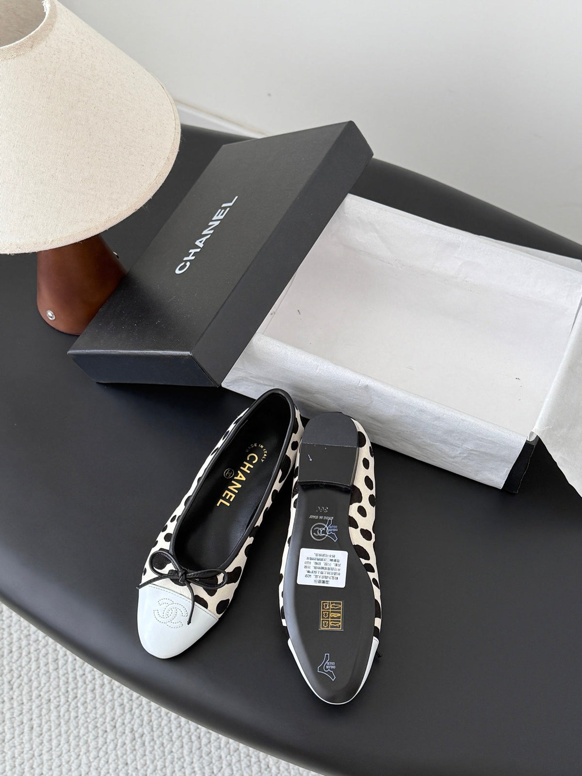 CC 26s Ballerina Flats Black White Pony Hair Calfskin 914551