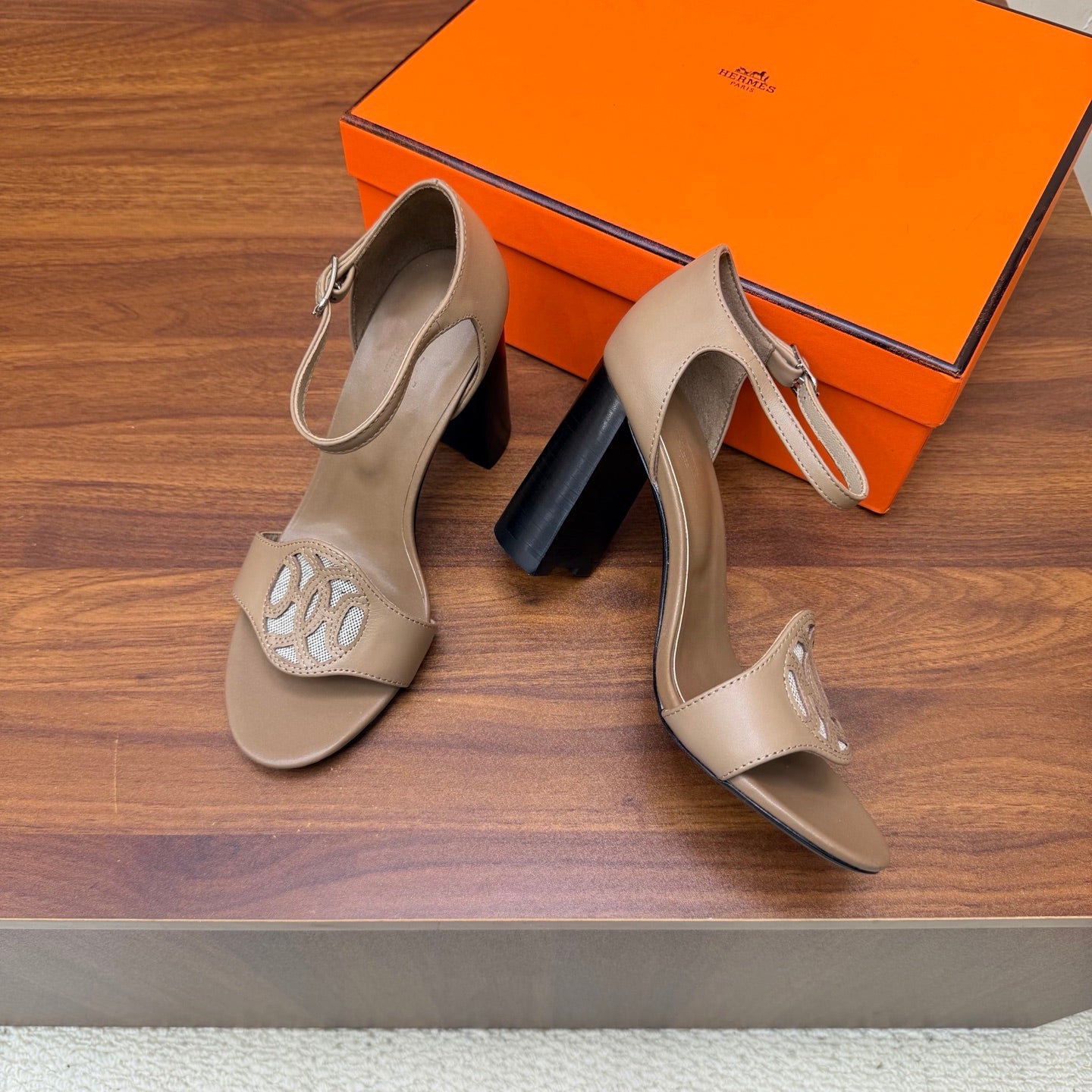 HM 26s Marquise Sandal 85mm In Taupe Calfskin