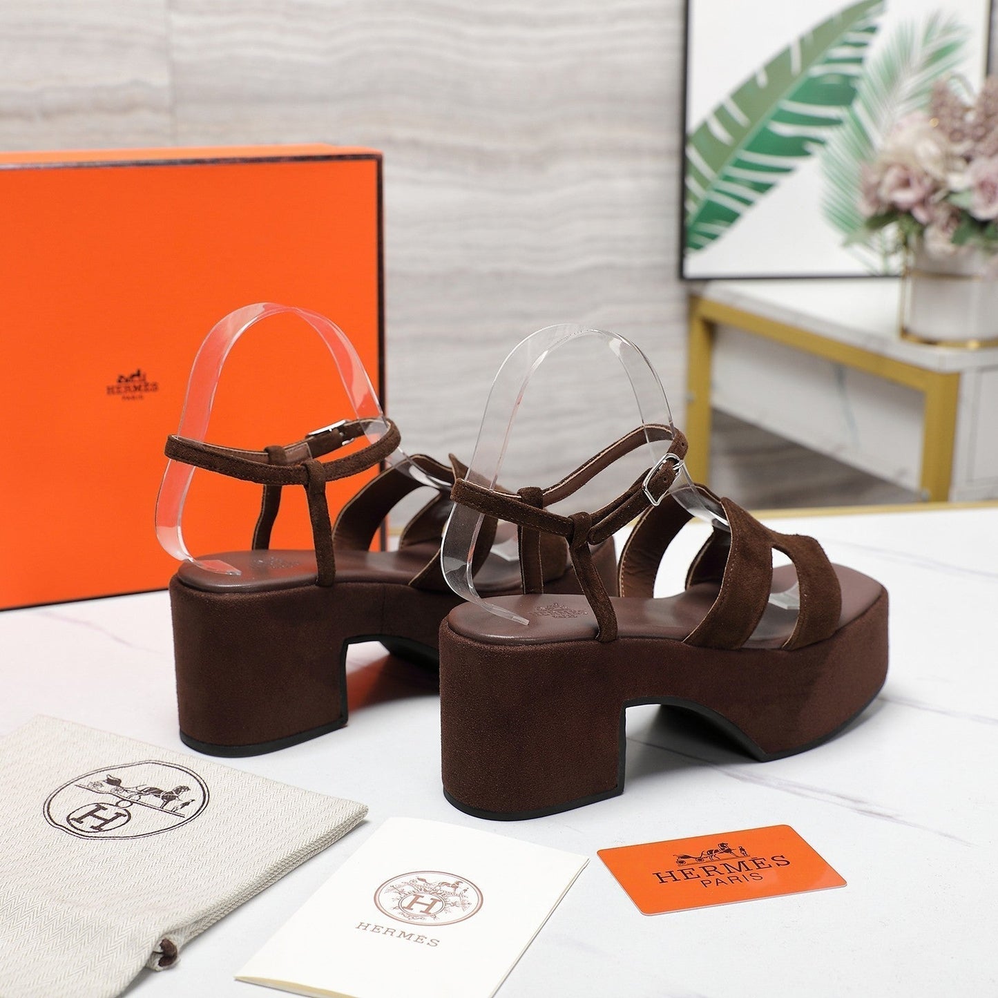 HM Jam 70 sandal In Chocolate Suede 120317