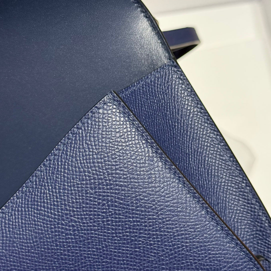 HM Constance Elan 24cm Bag Dark Blue Epsom Leather Silver Hardware