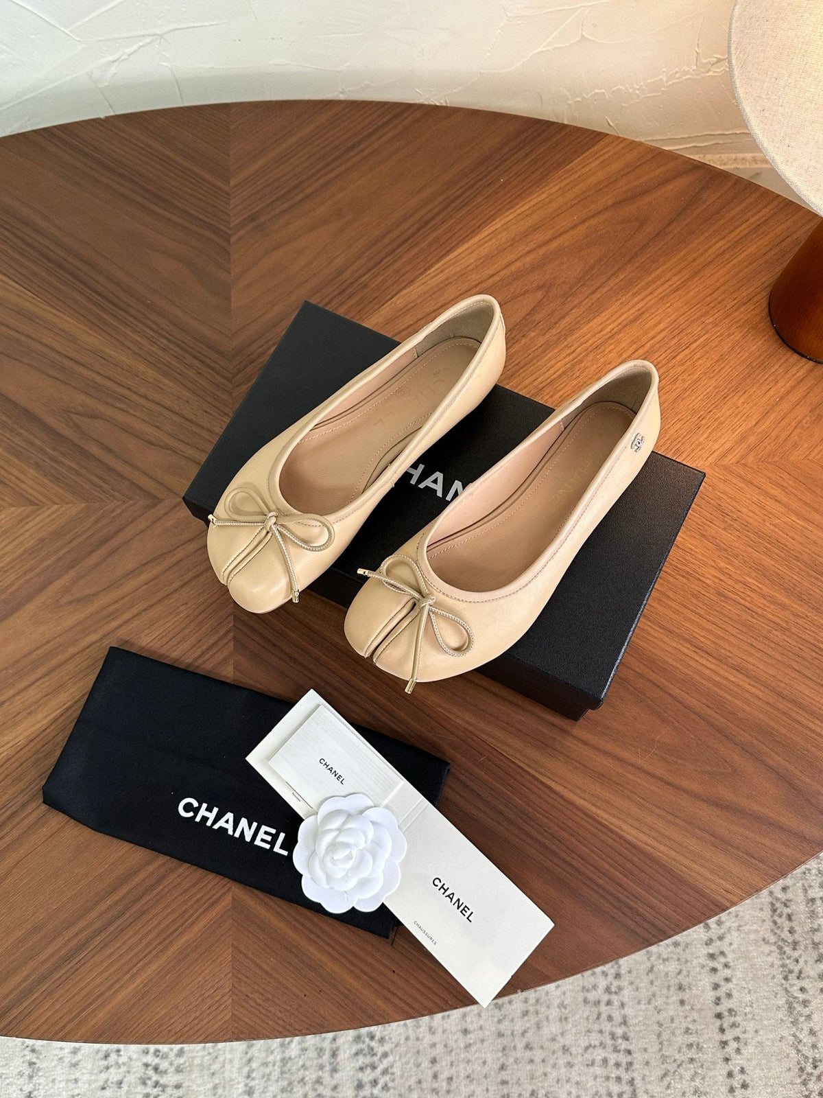 CC 26s Split-Toe Ballet Flat Beige Lambskin 938193