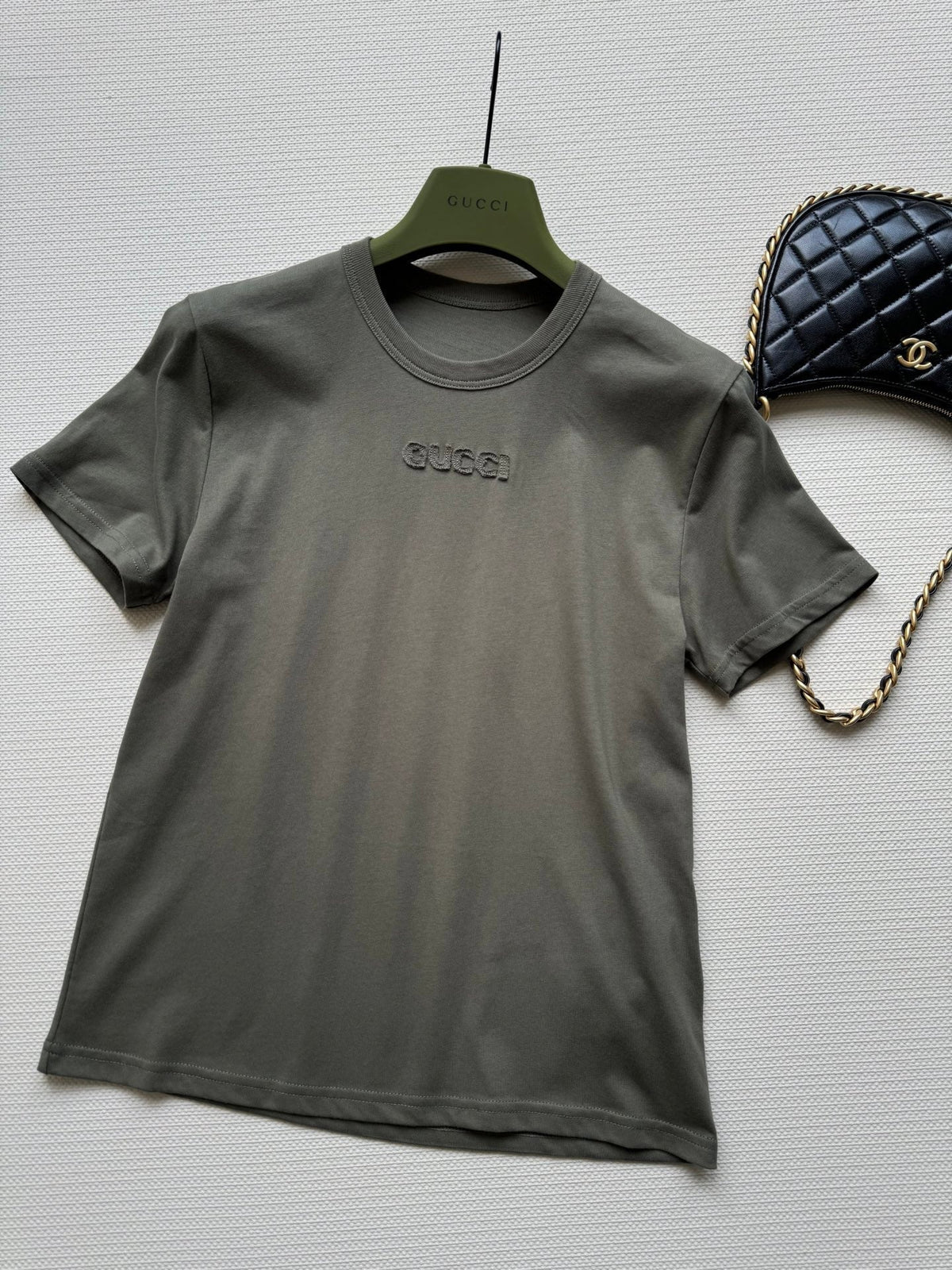 Gucci 2025 Embroidered Jersey T-shirt Dark Green Cotton