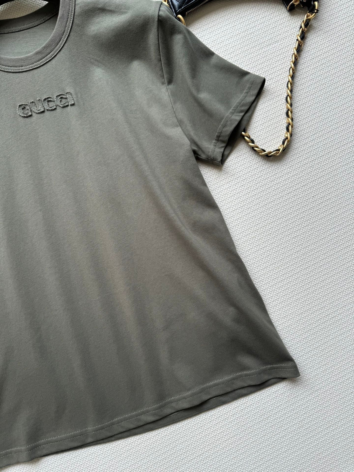 Gucci 2025 Embroidered Jersey T-shirt Dark Green Cotton