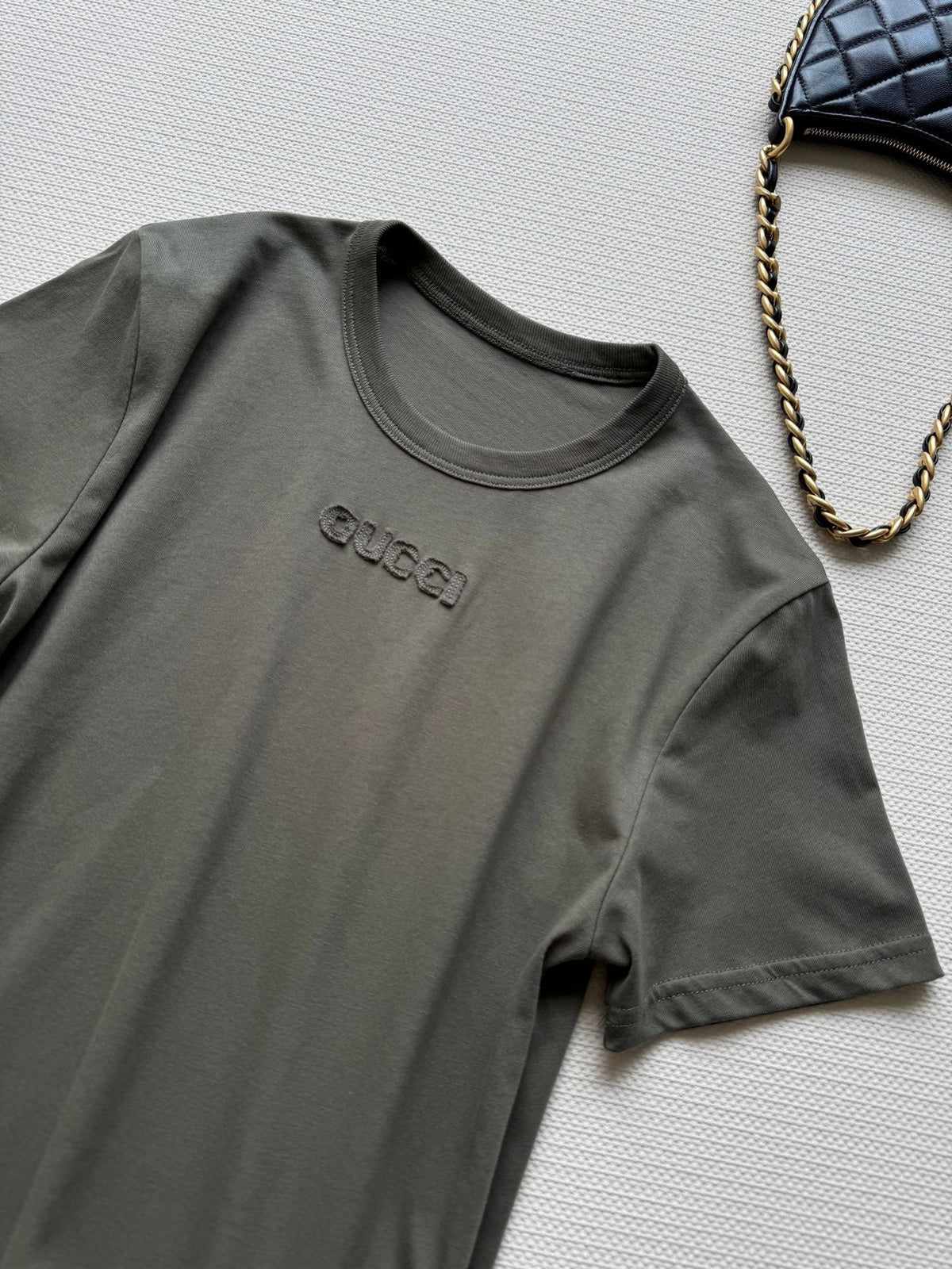 Gucci 2025 Embroidered Jersey T-shirt Dark Green Cotton