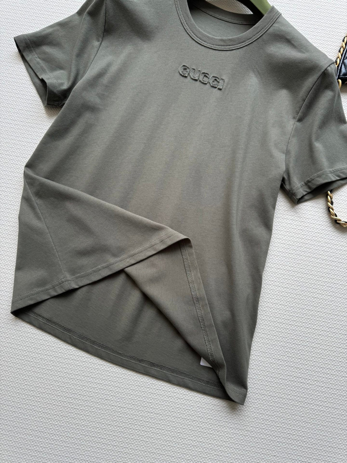 Gucci 2025 Embroidered Jersey T-shirt Dark Green Cotton