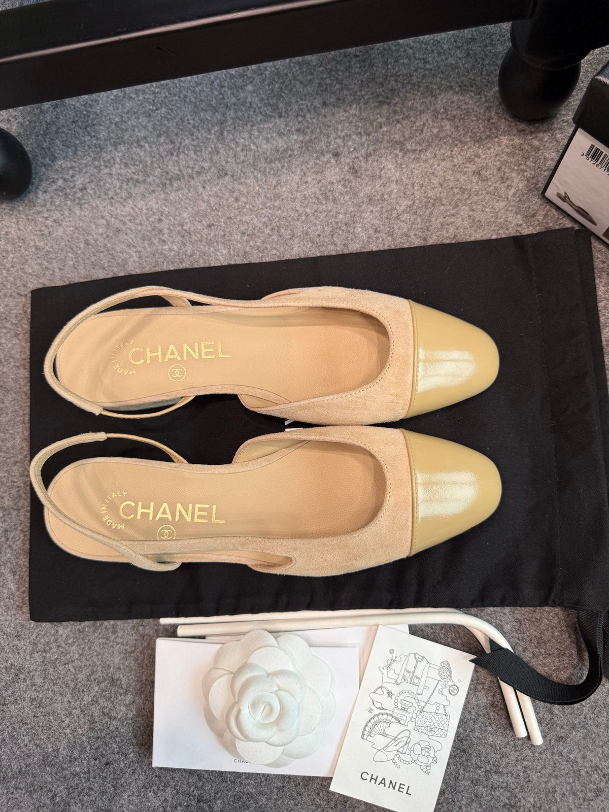 CC 26S Slingback Flats 2cm Beige Suede Patent 118949