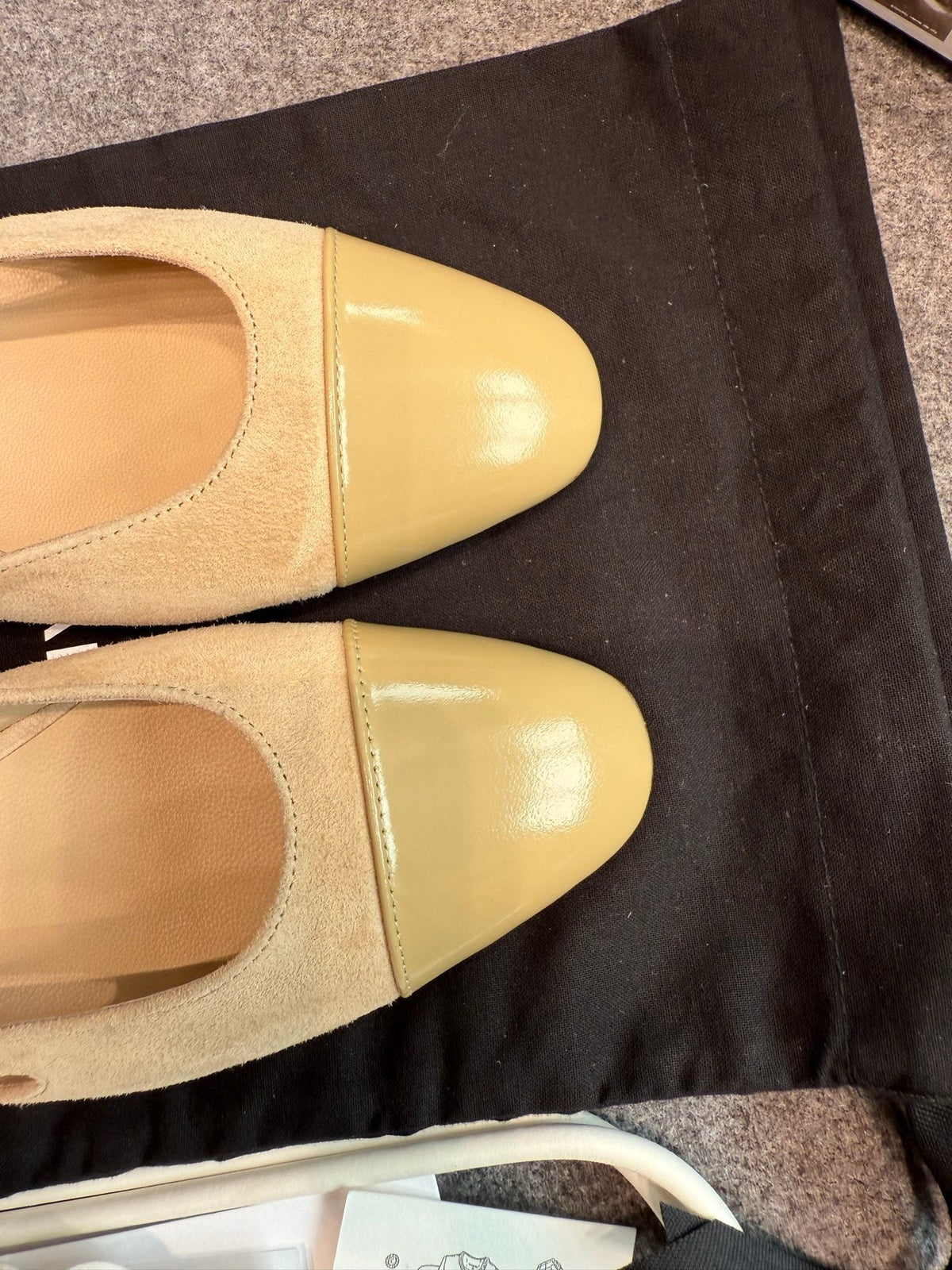 CC 26S Slingback Flats 2cm Beige Suede Patent 118949