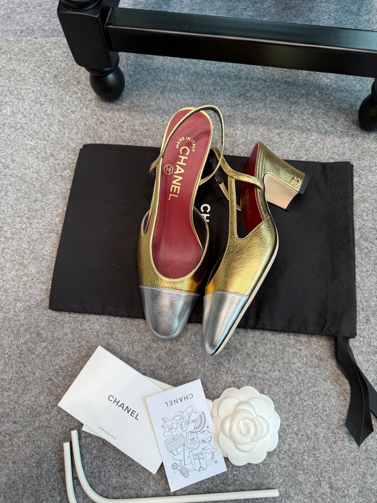 CC 26s Slingback Pumps 6.5cm Gold Silver Metallic Leather 118963