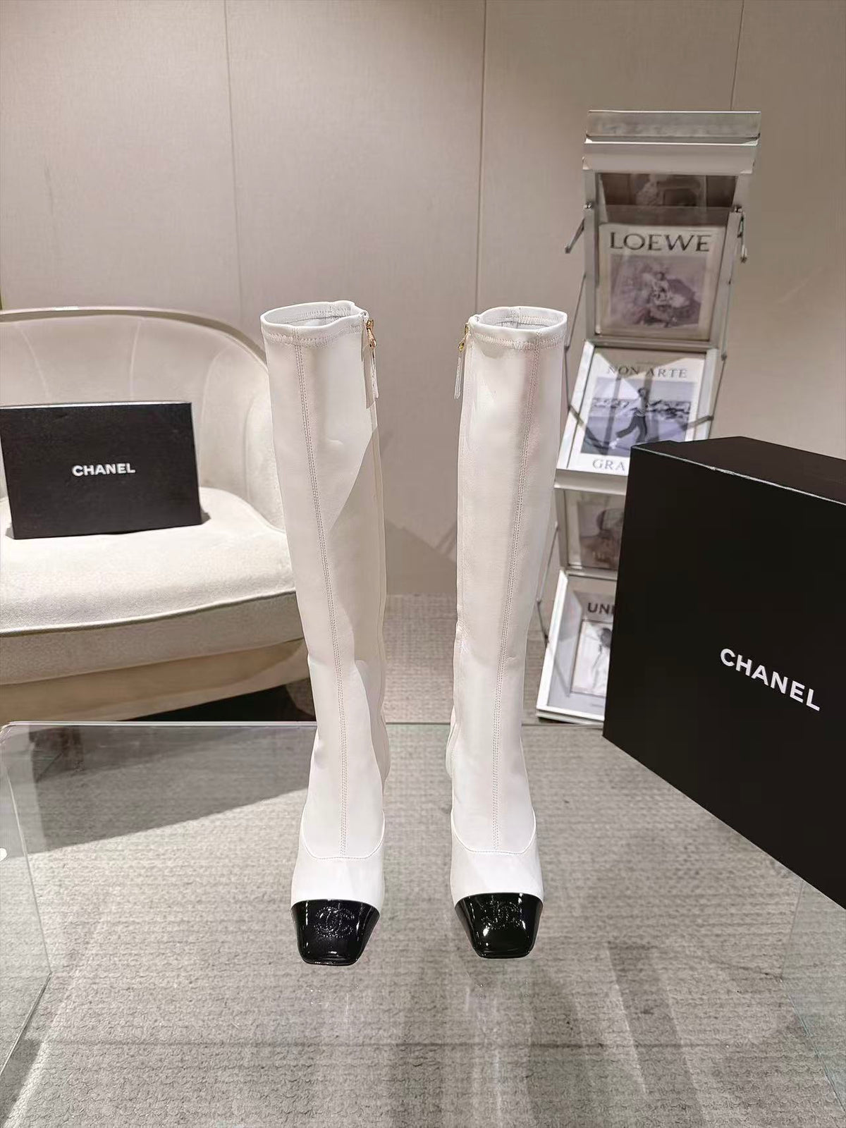 CC 26S Cap Toe Jumping Boots 8cm White Leather 117697