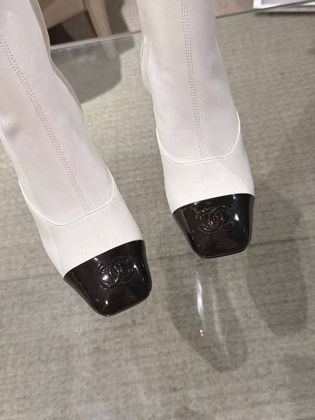 CC 26S Cap Toe Jumping Boots 8cm White Leather 117697