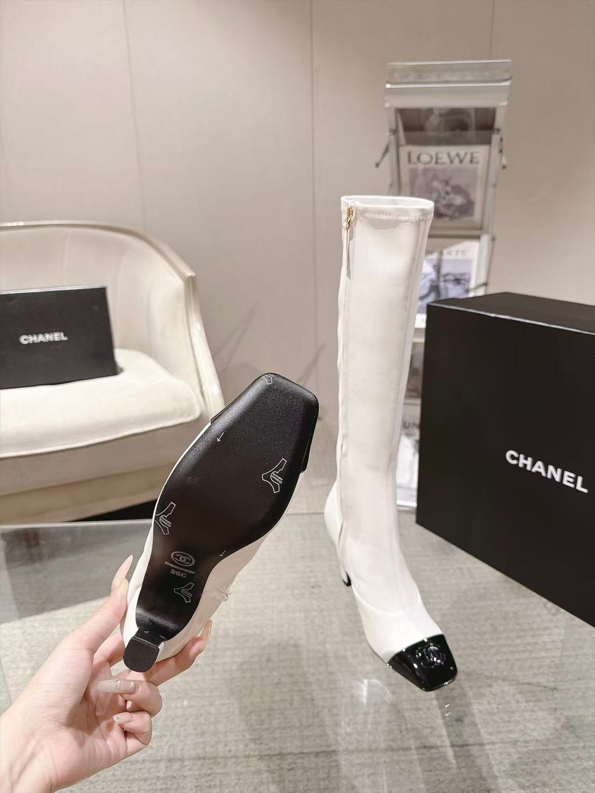 CC 26S Cap Toe Jumping Boots 8cm White Leather 117697