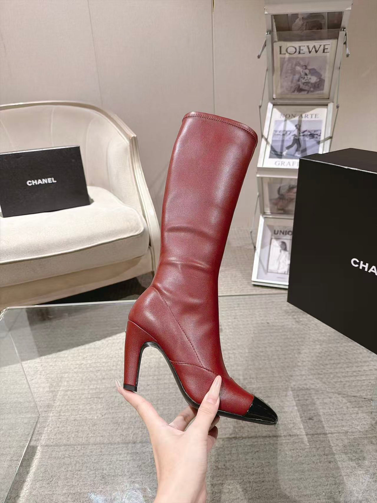 CC 26S Cap Toe Jumping Boots 8cm Burgundy Leather 117699