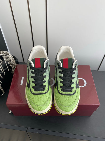 GG 26 Couple Sneakers Green Black Cowhide 631678