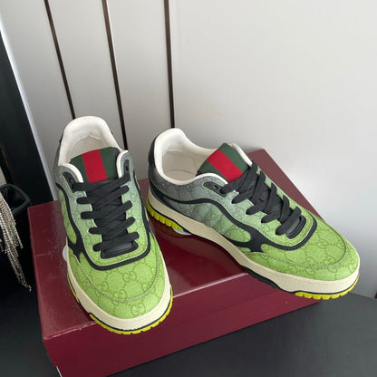 GG 26 Couple Sneakers Green Black Cowhide 631678