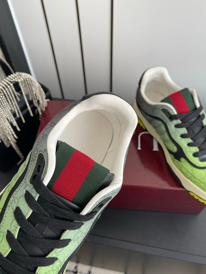 GG 26 Couple Sneakers Green Black Cowhide 631678