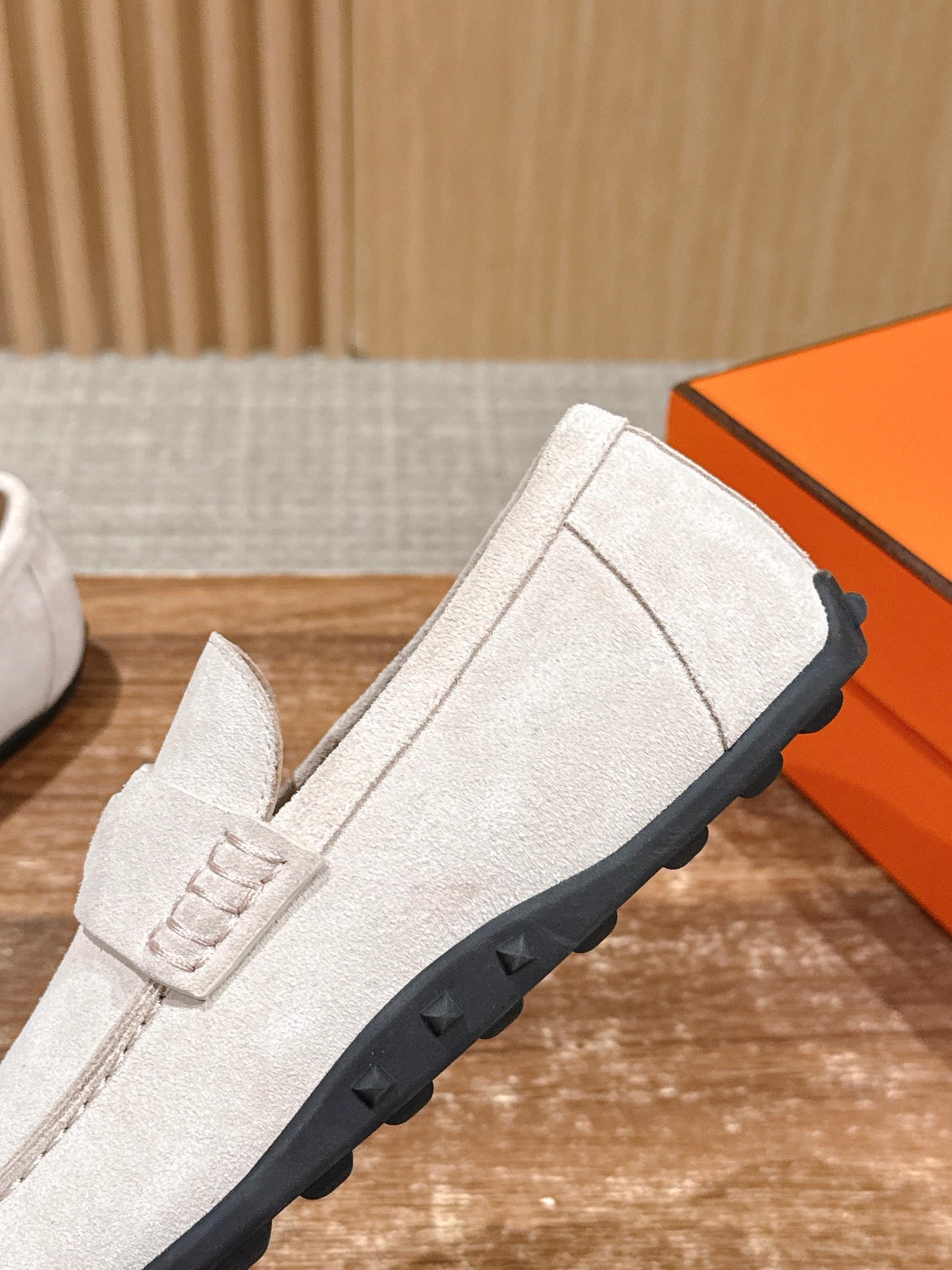 HM Lazy Loafers Light Mist Gray Suede 553760