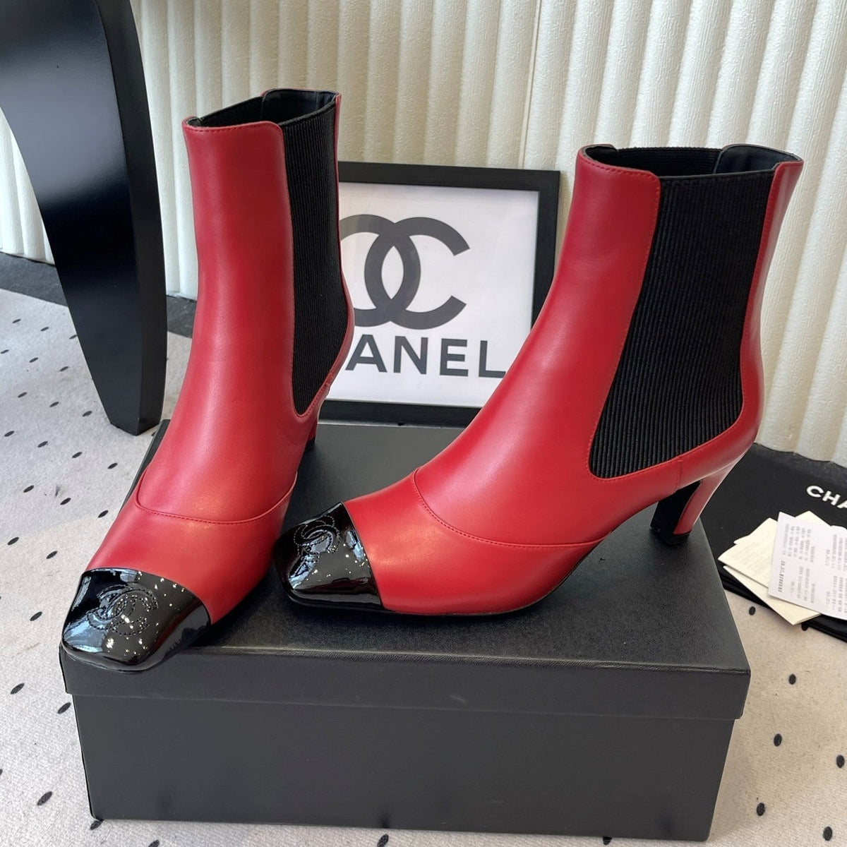 CC 26s Chelsea Ankle Boots 6cm Red Sheepskin SHW 105780