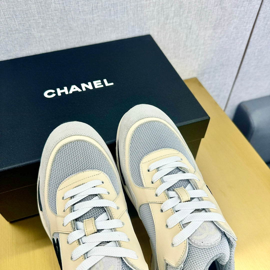 CC 26s Metallic Casual Sneakers Grey Cream Mesh Suede Leather 981001