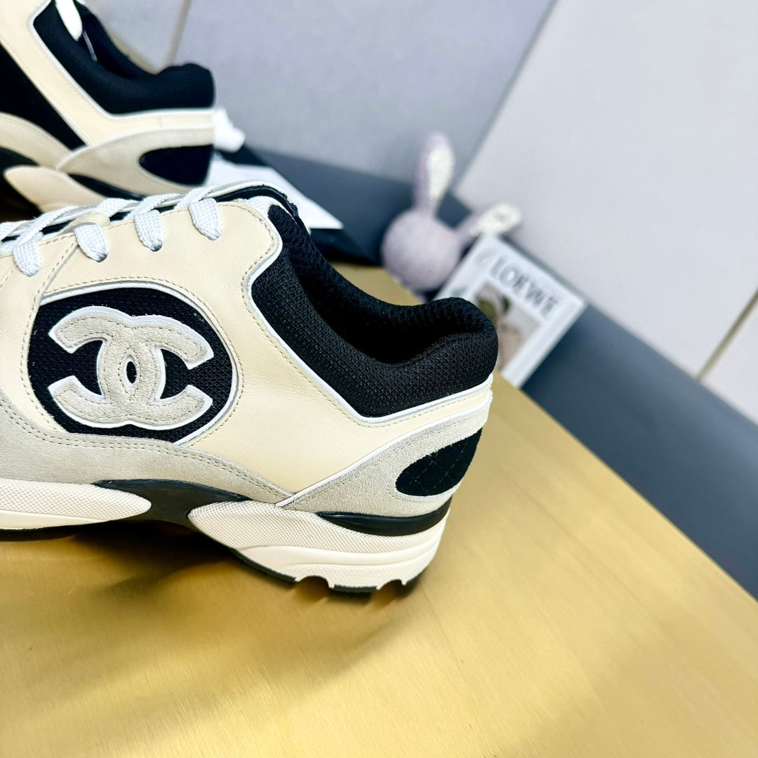 CC 26s Metallic Casual Sneakers Black Cream Mesh Suede Leather 981004