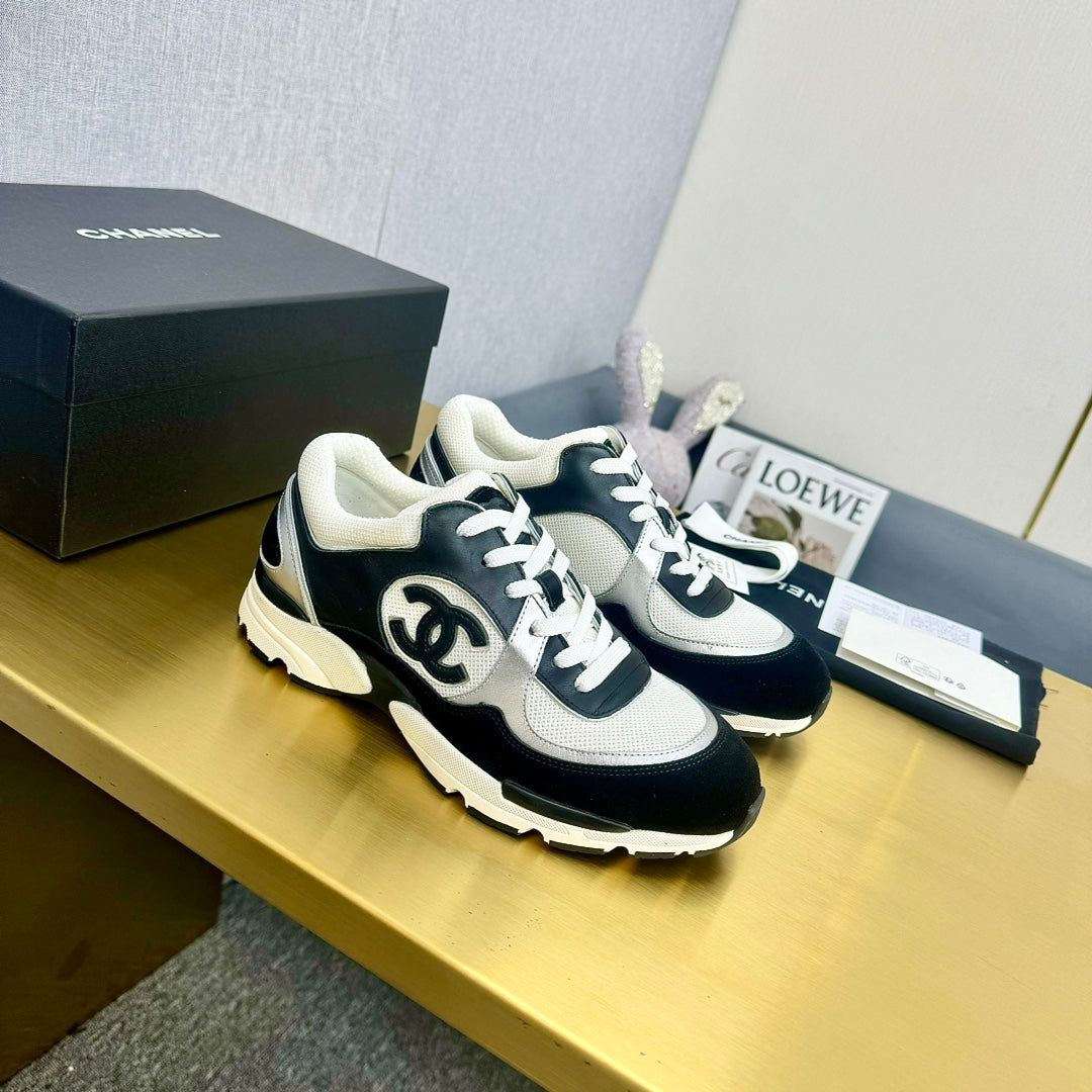 CC 26s Metallic Casual Sneakers Black White Mesh Leather 981006