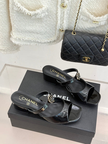 CC 26s High Heeled Sandals 45 Black Patent Leather 643031
