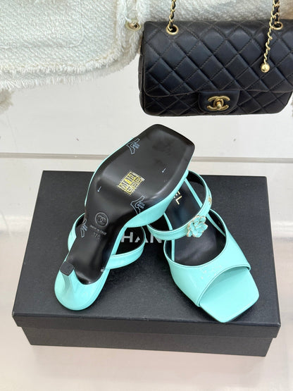 CC 26s High Heeled Sandals Turquoise Patent Leather 643033