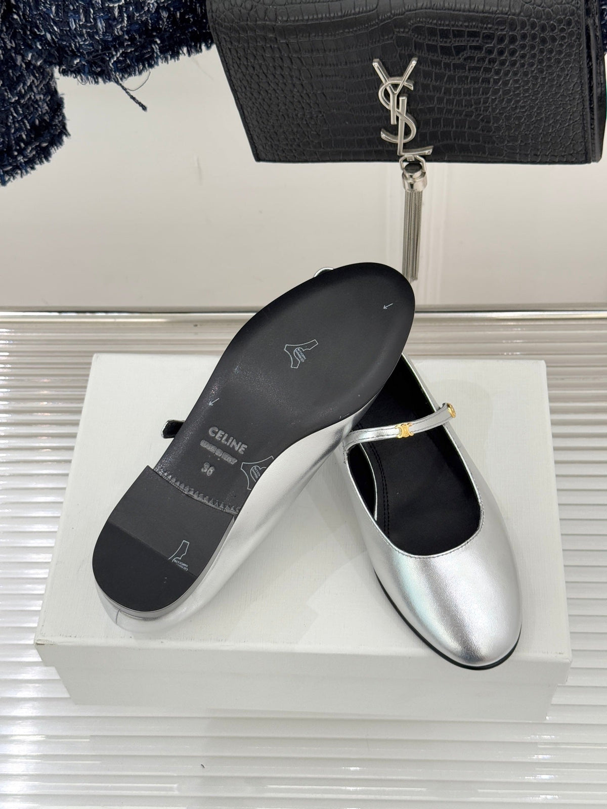 Celine 26 Mary-Jane Ballet Flats Leather 755874