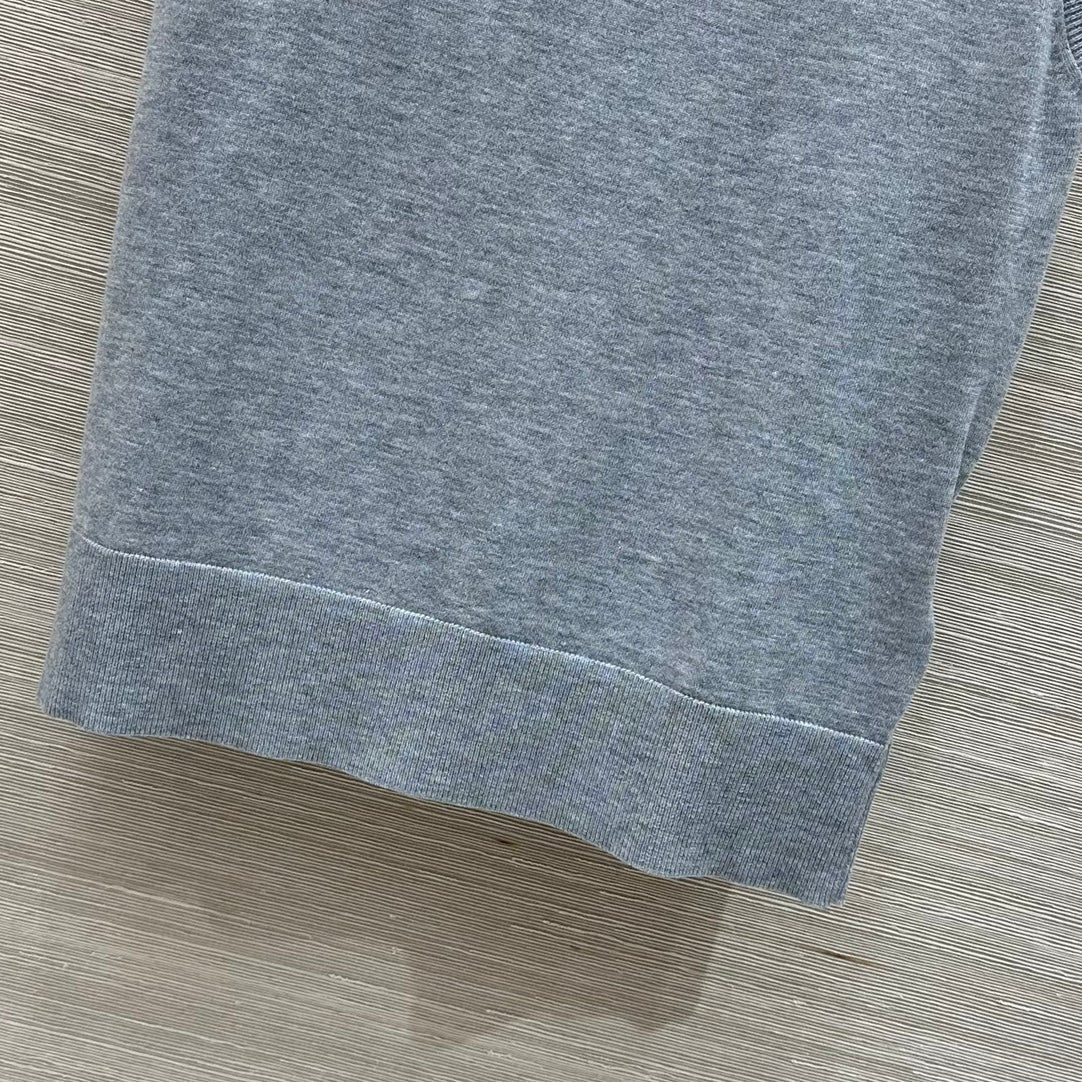 Gucci 2025 Logo Embroidered Knitted Vest Top Gray Wool