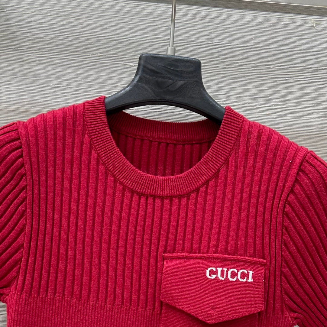 Gucci 25 Knitted Top Red Viscose