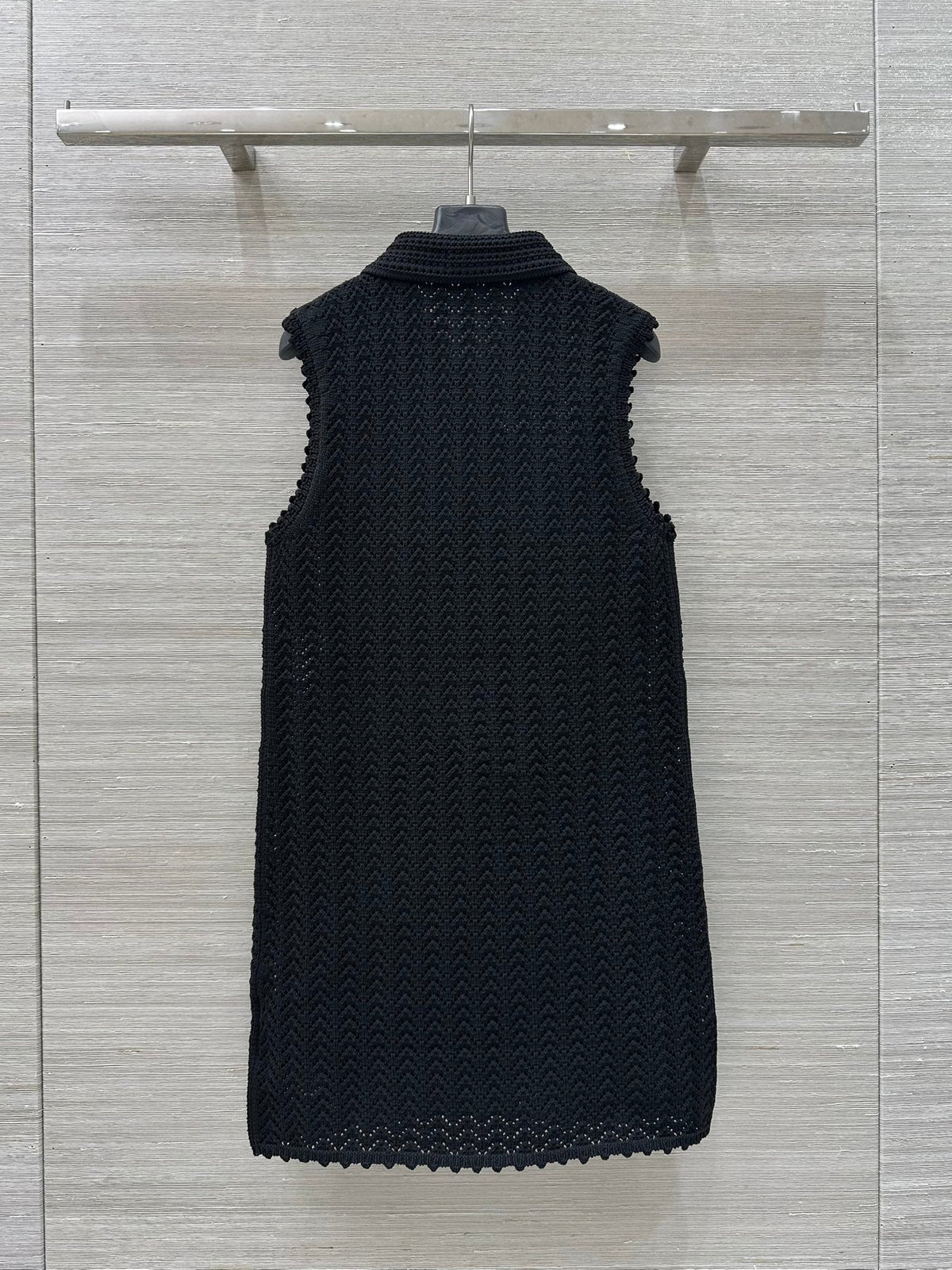 Gucci 25 Hollow Knitted Polo Vest Dress Black Polyester Fiber