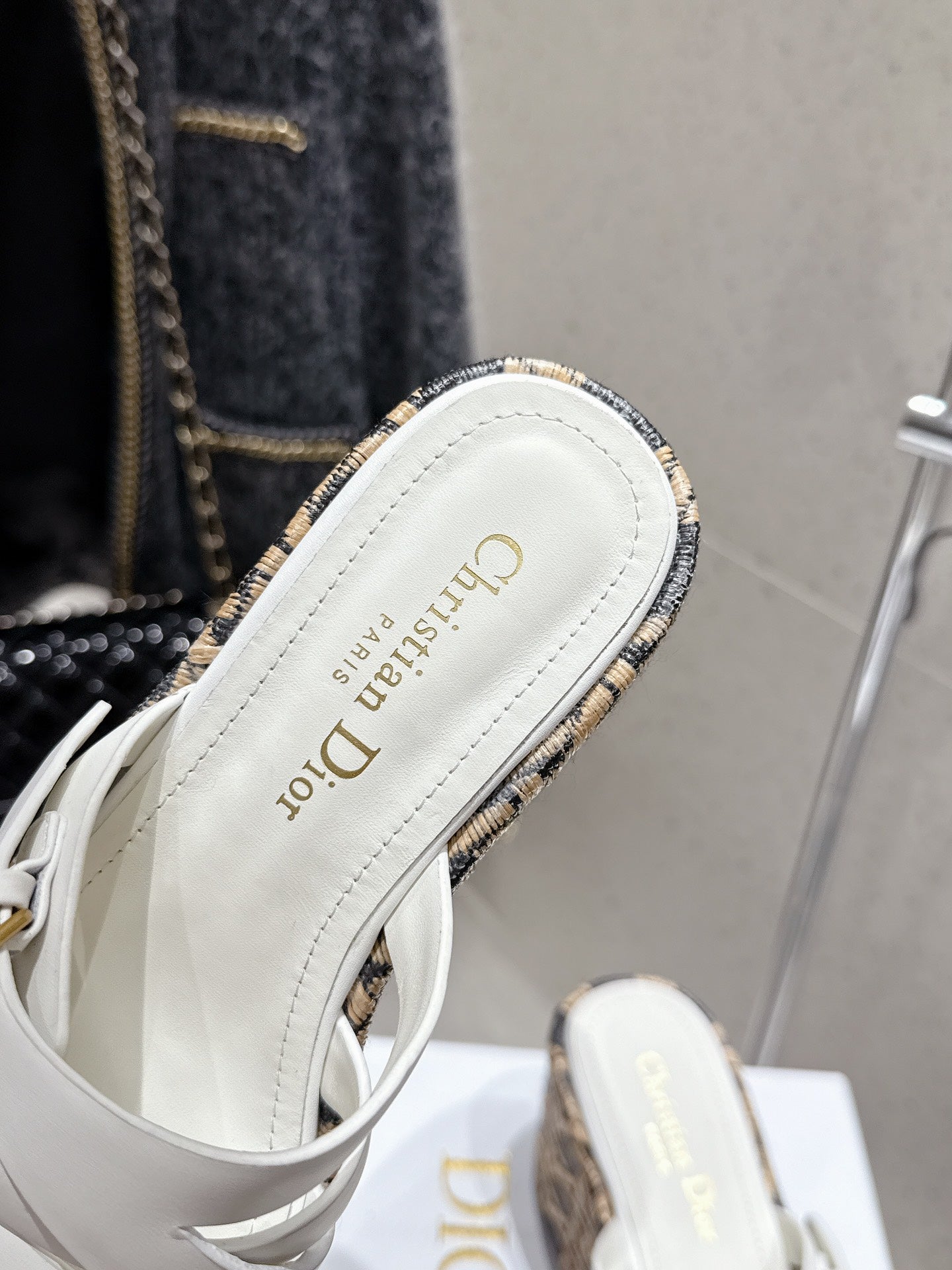 CD 26s Platform Sandal 65 White Black Beige Monogram Leather 636350