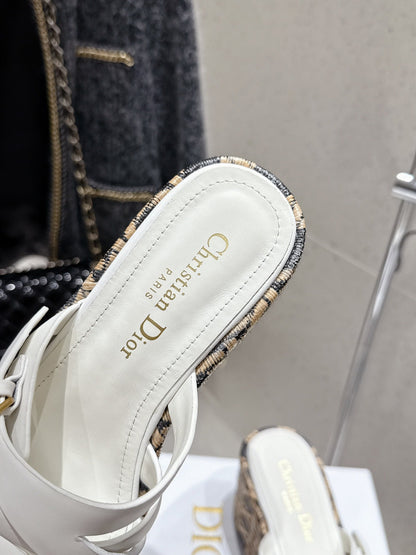 CD 26s Platform Sandal 65 White Black Beige Monogram Leather 636350