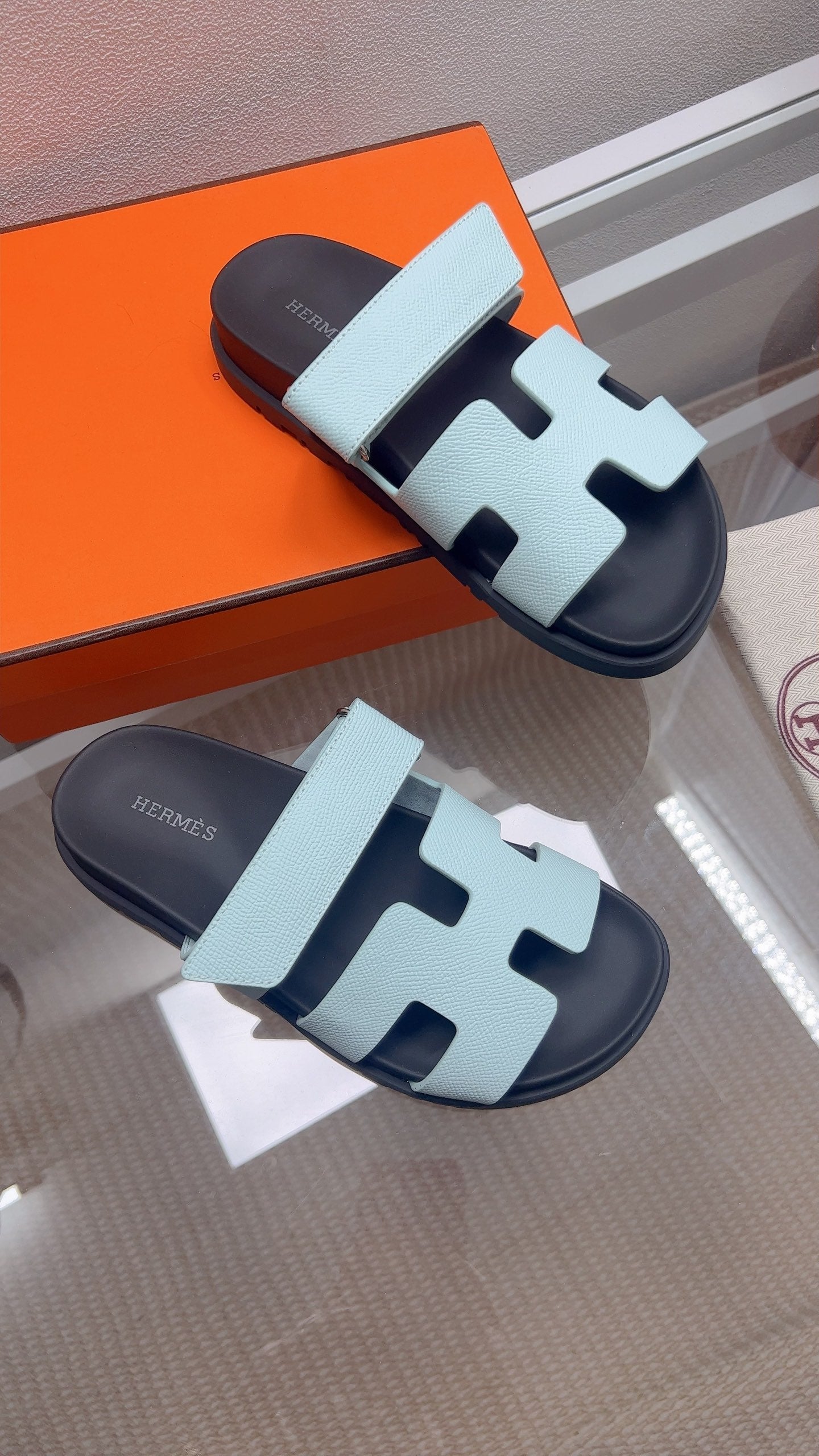 HM Chypre Sandal Light Blue Espom Leather 827508